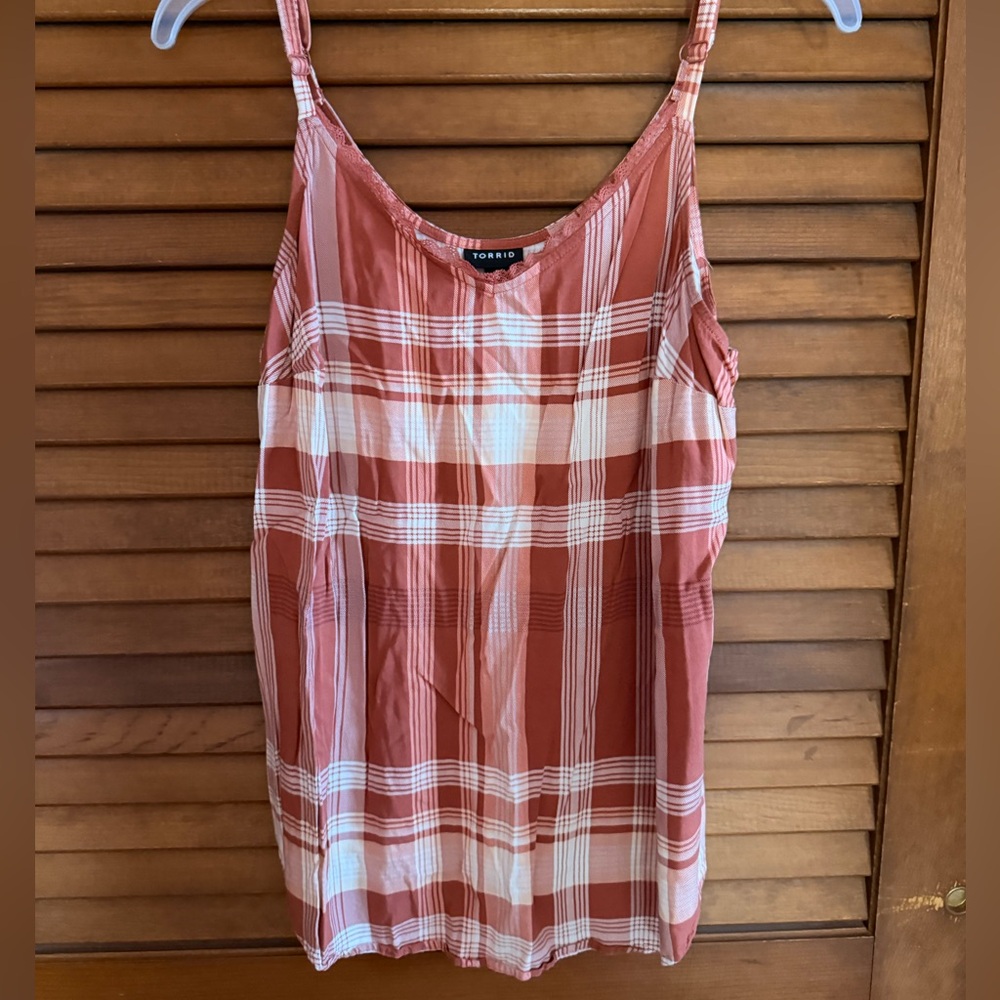 TORRID Red Gingham Flowy Tank Top